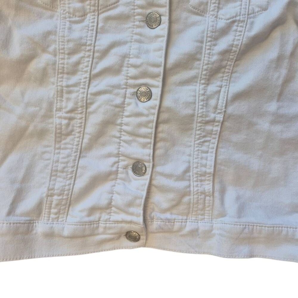 Buffalo White Denim Jean Jacket Women's Size Small Classic Stretch Trucker - Picture 8 of 12
